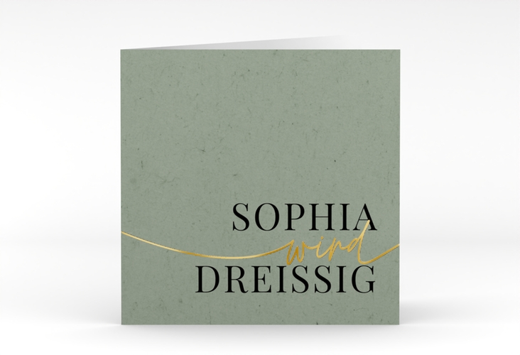 Einladung Geburtstag Einfach quadr. Klappkarte gold