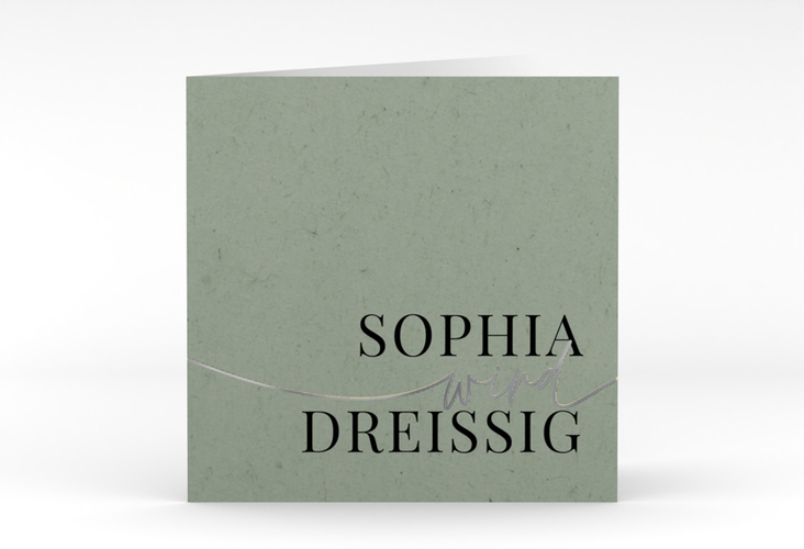 Einladung Geburtstag Einfach quadr. Klappkarte silber