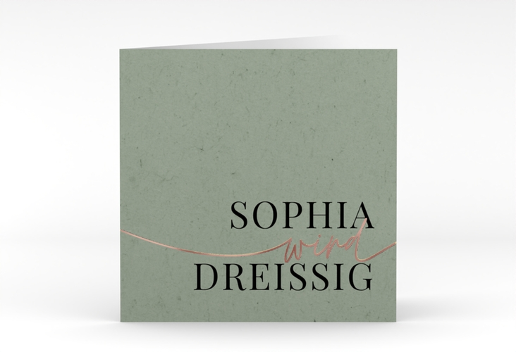 Einladung Geburtstag Einfach quadr. Klappkarte rosegold