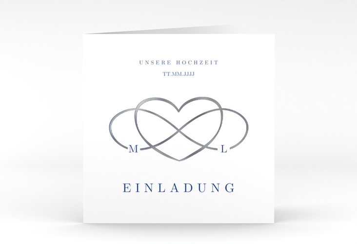 Hochzeitseinladung Infinity quadr. Klappkarte silber