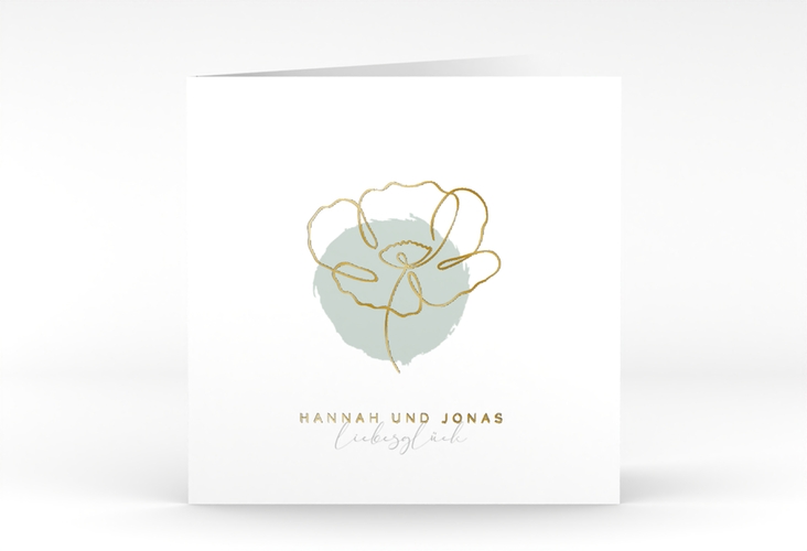 Hochzeitseinladung Flowerline quadr. Klappkarte gold
