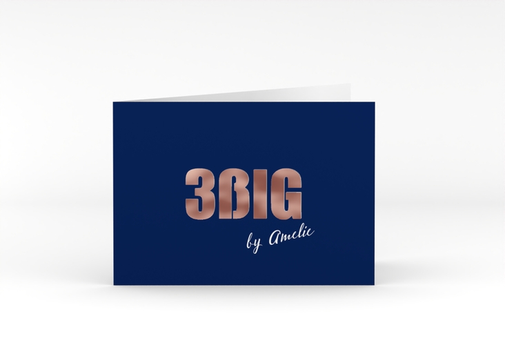 Einladung 30. Geburtstag Zig A6 Klappkarte quer rosegold