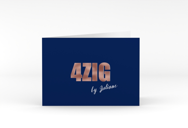 Einladung 40. Geburtstag Zig A6 Klappkarte quer rosegold