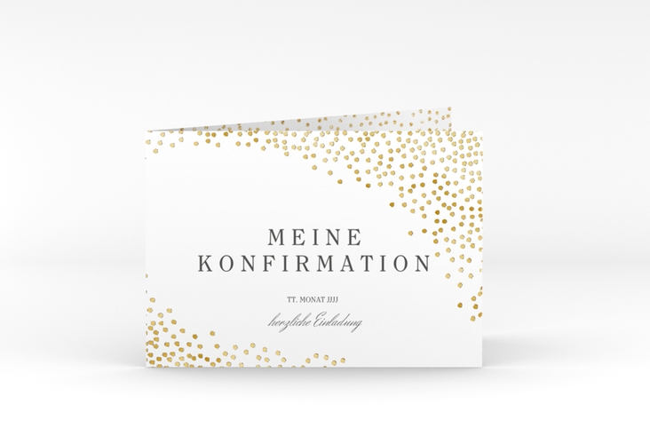 Einladung Konfirmation Glossy A6 Klappkarte quer gold