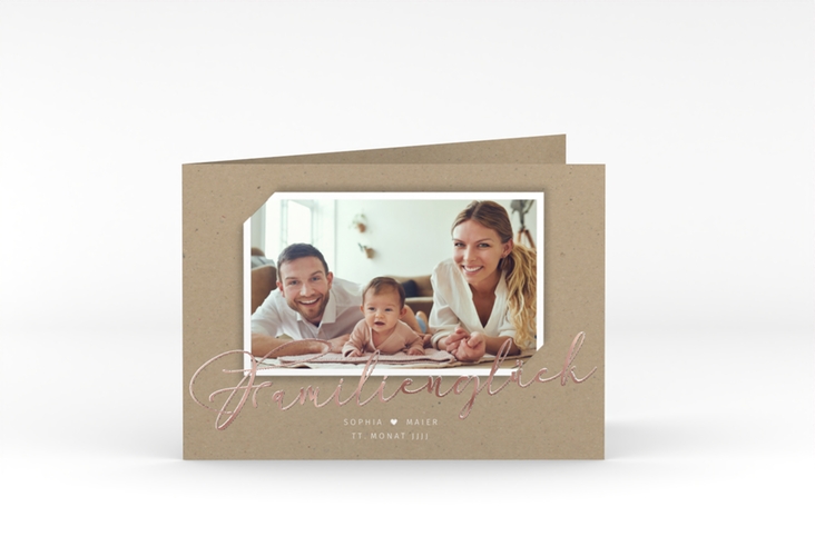 Geburtskarte Familienzuwachs A6 Klappkarte quer rosegold