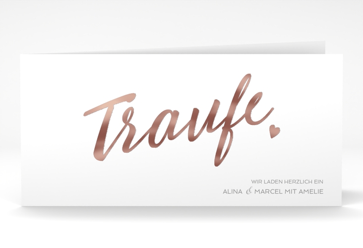 Hochzeitseinladung Traufe lange Klappkarte quer rosegold