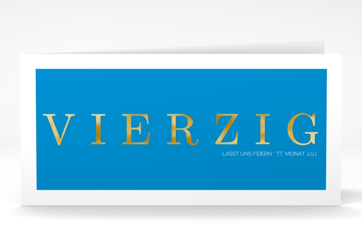 Einladung 40. Geburtstag Schlicht lange Klappkarte quer gold