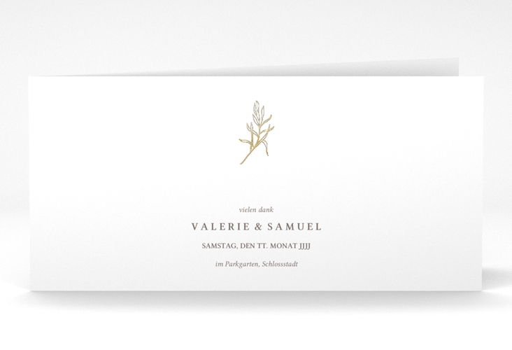 Danksagungskarte Ivy lange Klappkarte quer gold minimalistisch mit kleiner botanischer Illustration
