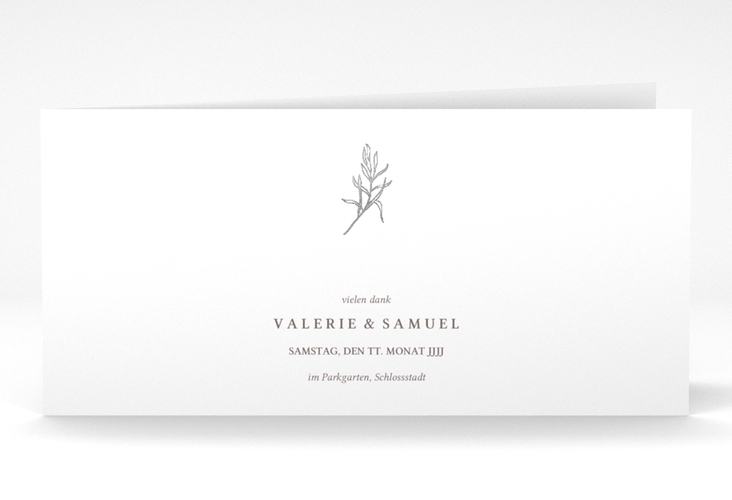 Danksagungskarte Ivy lange Klappkarte quer silber minimalistisch mit kleiner botanischer Illustration