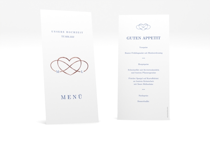 Menükarte Hochzeit Infinity lange Karte hoch rosegold