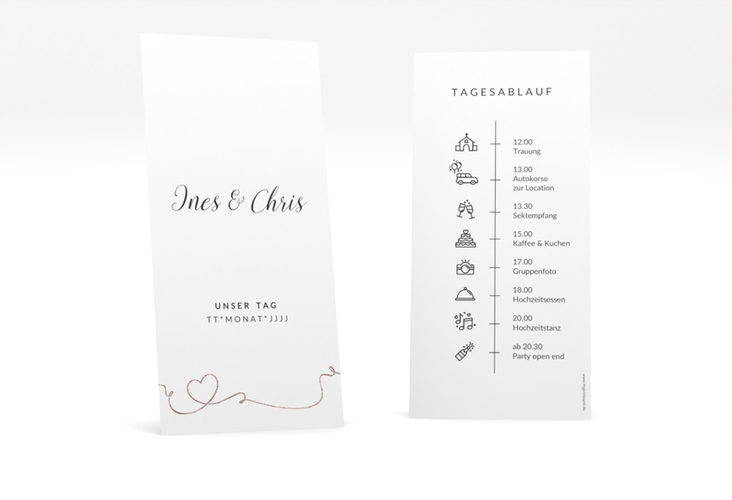 Tagesablauf Hochzeit Dolce lange Karte hoch rosegold