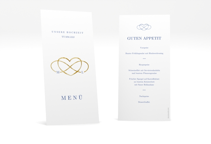 Menükarte Hochzeit Infinity lange Karte hoch gold