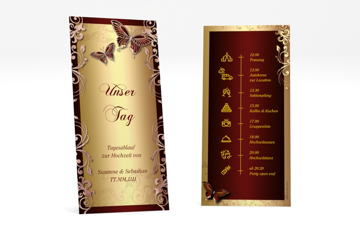 Tagesablauf Hochzeit Toulouse lange Karte hoch rosegold