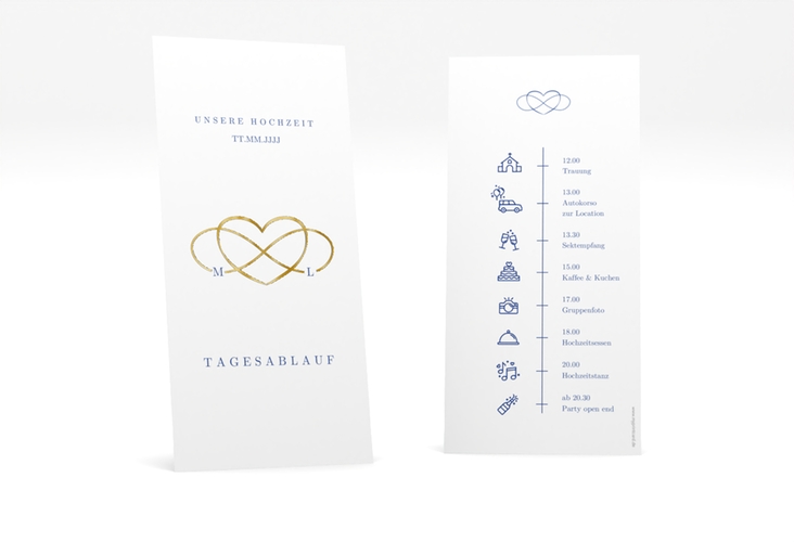 Tagesablauf Hochzeit Infinity lange Karte hoch gold