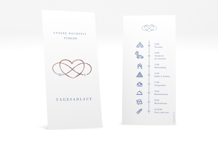 Tagesablauf Hochzeit Infinity lange Karte hoch rosegold