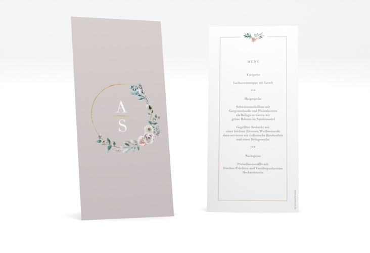 Menükarte Hochzeit Symphonie lange Karte hoch gold