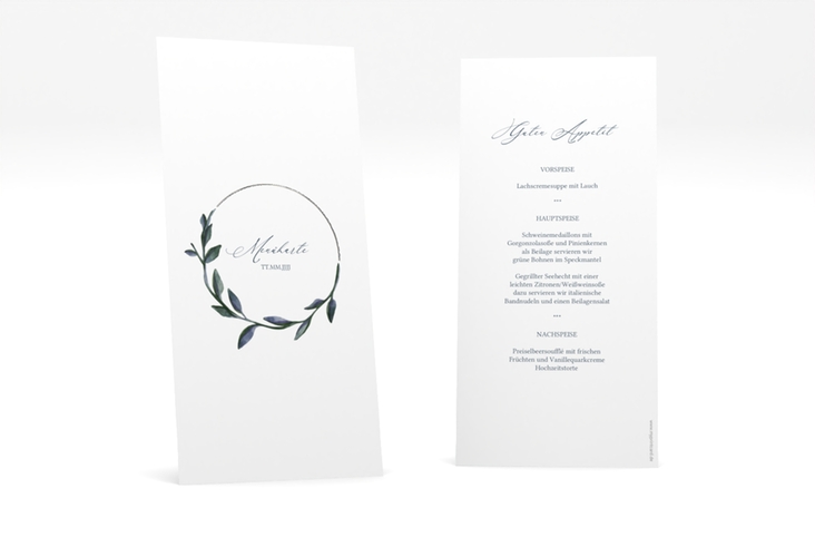 Menükarte Hochzeit Botanica lange Karte hoch silber