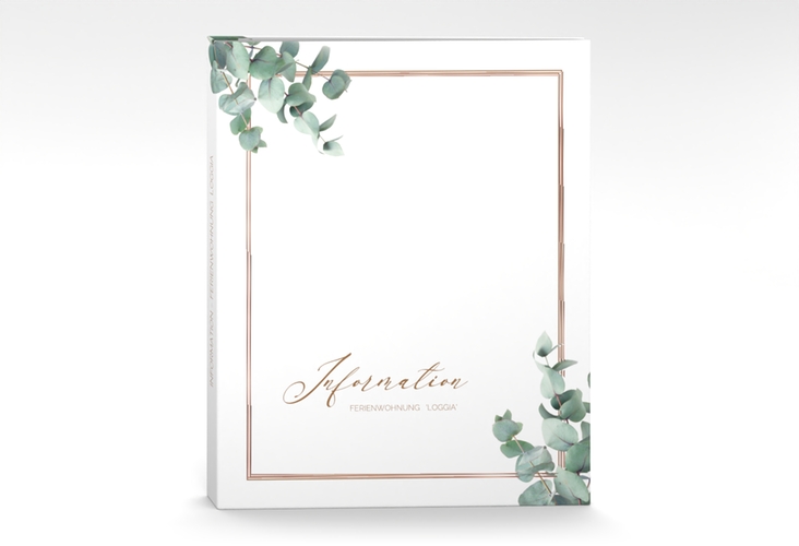 Gästemappe Ferienwohnung A4 Loggia Gästemappe A4 rosegold mit Eukalyptus-Zweigen
