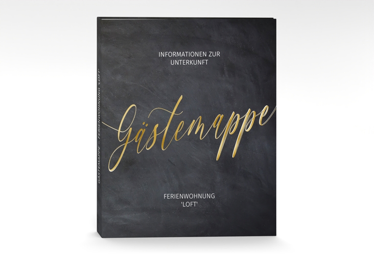Gästemappe Ferienwohnung A4 Loft Gästemappe A4 gold in modernem Industrial-Design