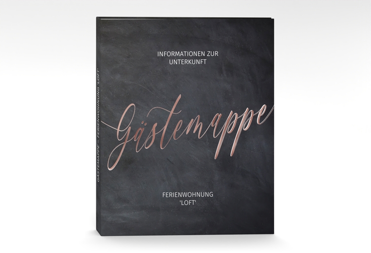 Gästemappe Ferienwohnung A4 Loft Gästemappe A4 rosegold in modernem Industrial-Design