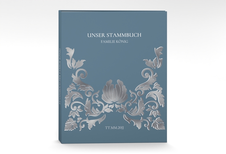Stammbuch A4 Royal Stammbuch A4 silber mit barockem Blumen-Ornament