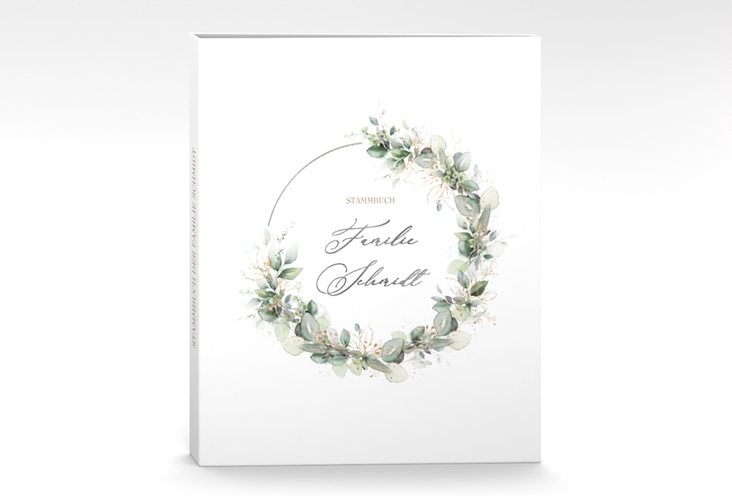 Stammbuch A4 Selvatica Stammbuch A4 silber mit Eukalyptus-Kranz