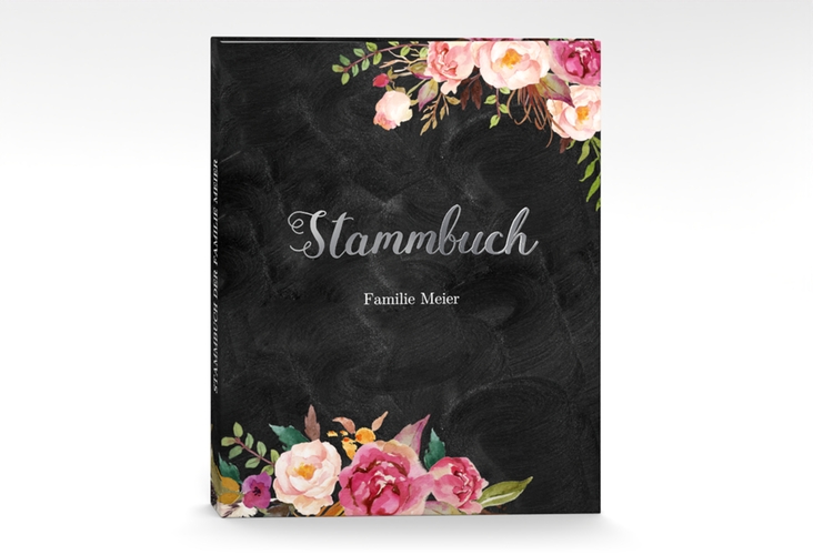 Stammbuch A4 Flowers Stammbuch A4 silber mit bunten Aquarell-Blumen