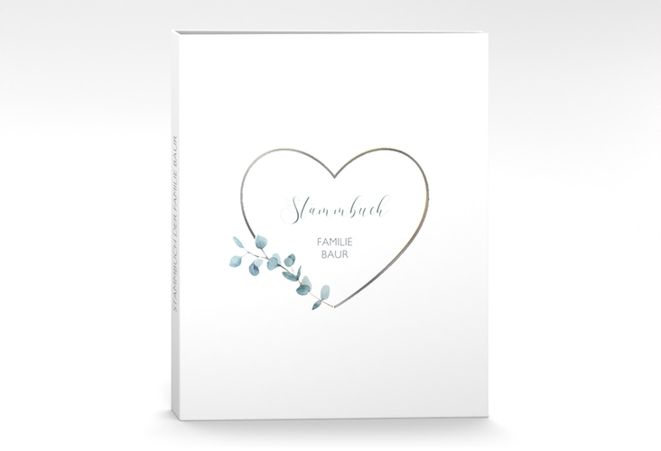 Stammbuch A4 Greenheart Stammbuch A4 silber mit elegantem Herz und Eukalyptus-Zweig