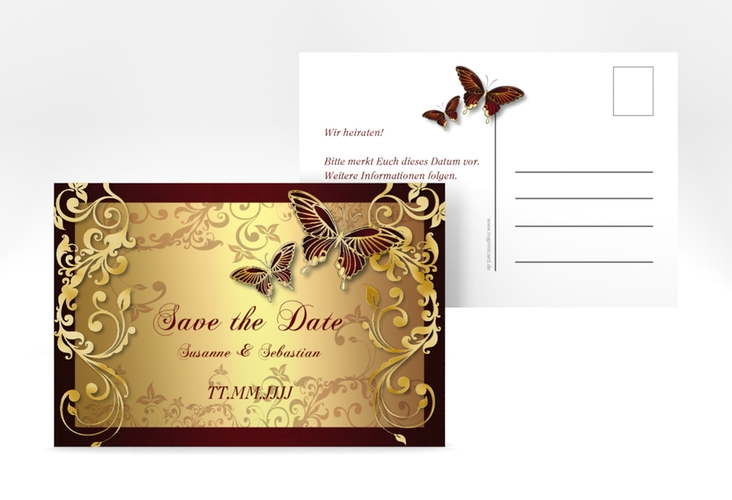 Save the Date-Postkarte "Toulouse" A6 Postkarte rot gold