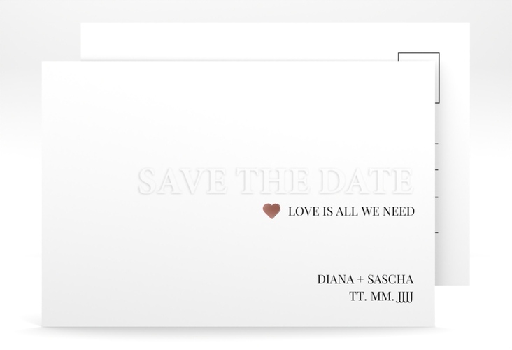 Save the Date-Postkarte Embossing A6 Postkarte rot rosegold