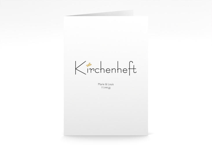 Kirchenheft Hochzeit Twohearts A5 Klappkarte hoch rot gold