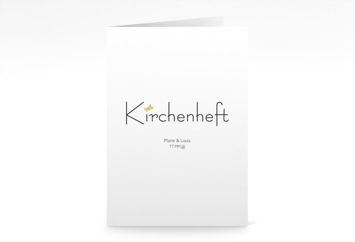 Kirchenheft Hochzeit Twohearts A5 Klappkarte hoch rot gold
