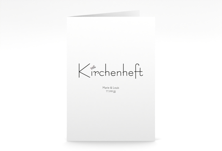 Kirchenheft Hochzeit Twohearts A5 Klappkarte hoch rot silber