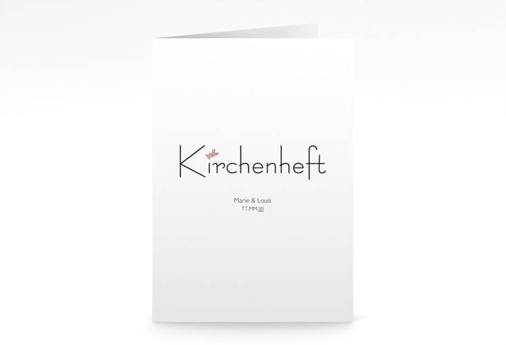 Kirchenheft Hochzeit Twohearts A5 Klappkarte hoch rot rosegold