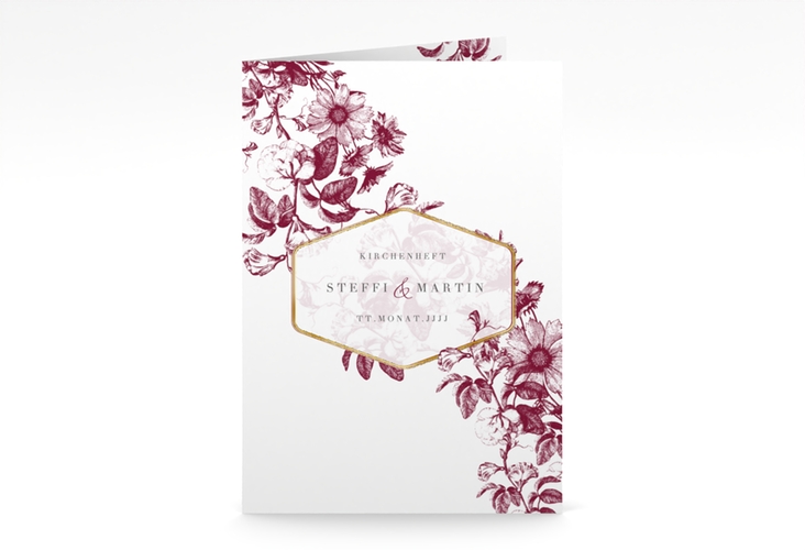 Kirchenheft Hochzeit Magnificent A5 Klappkarte hoch rot gold