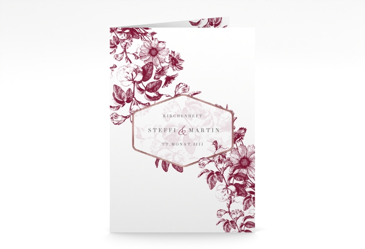 Kirchenheft Hochzeit Magnificent A5 Klappkarte hoch rot rosegold
