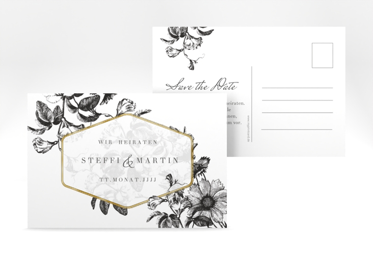 Save the Date-Postkarte Magnificent A6 Postkarte schwarz gold