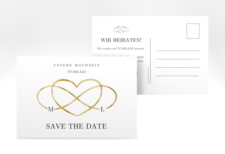 Save the Date-Postkarte Infinity A6 Postkarte schwarz gold