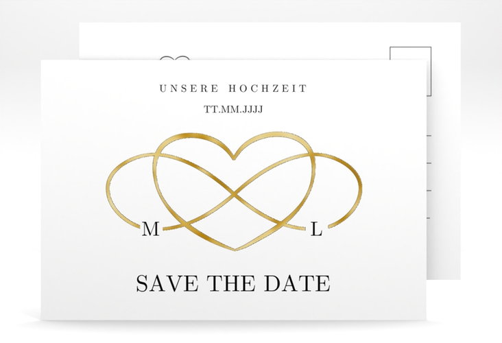 Save the Date-Postkarte Infinity A6 Postkarte schwarz gold