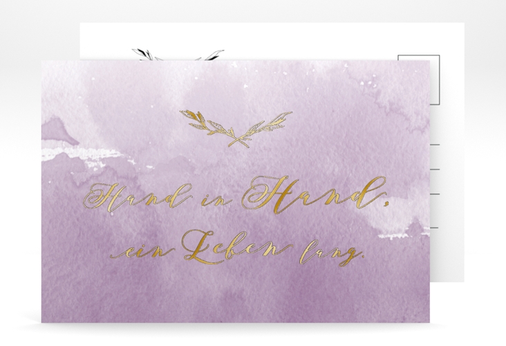 Save the Date-Postkarte Divine A6 Postkarte flieder gold