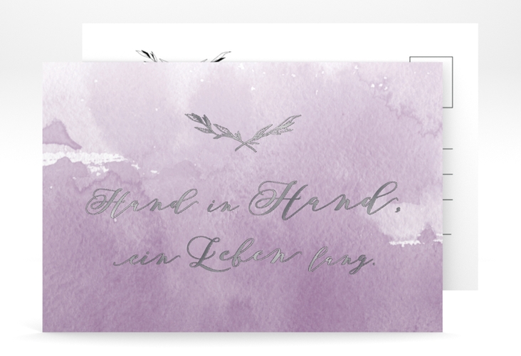 Save the Date-Postkarte Divine A6 Postkarte flieder silber