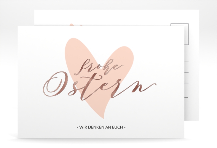 Osterkarte Osterherz A6 Postkarte apricot rosegold