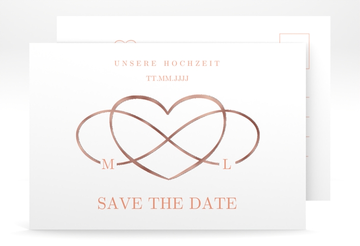 Save the Date-Postkarte Infinity A6 Postkarte apricot rosegold