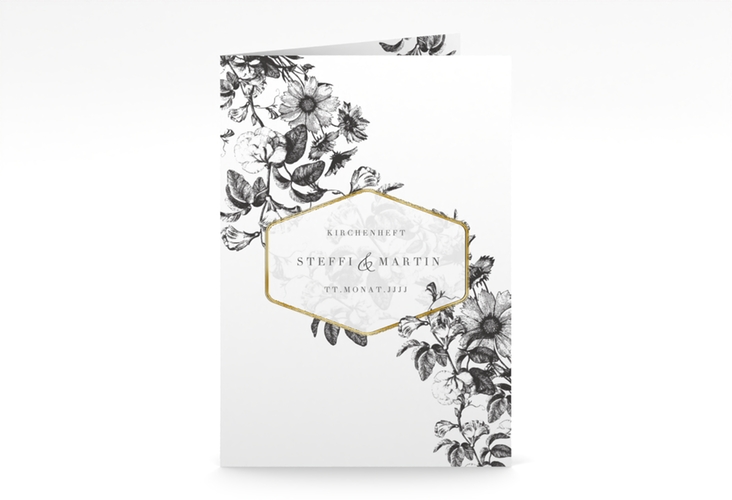 Kirchenheft Hochzeit Magnificent A5 Klappkarte hoch schwarz gold