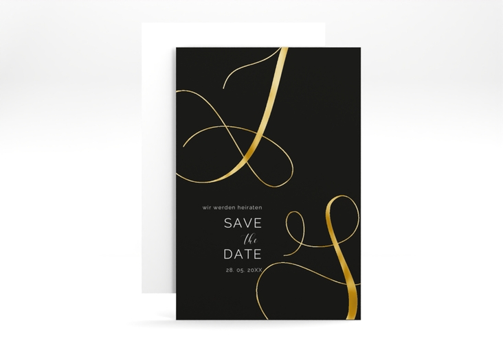 Save the Date-Karte Eheschließung A6 Karte hoch schwarz gold