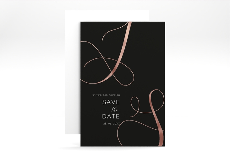 Save the Date-Karte Eheschließung A6 Karte hoch schwarz rosegold