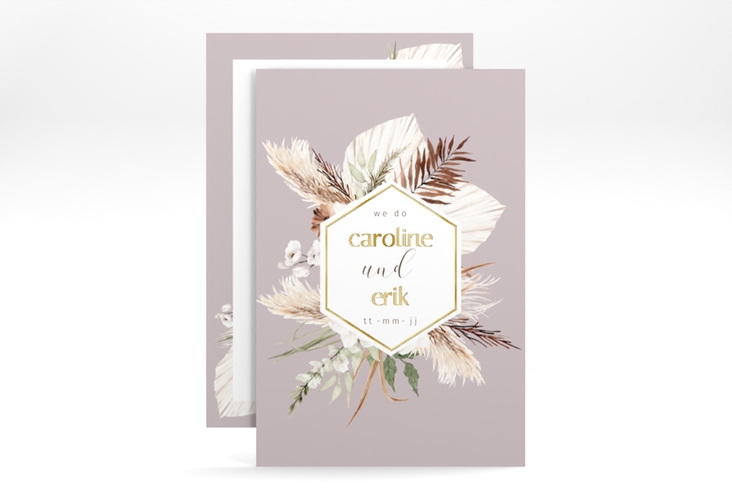 Save the Date-Karte Bohemian A6 Karte hoch flieder gold