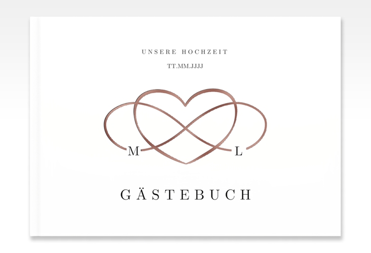 Gästebuch A4 quer Infinity A4 quer, Hardcover schwarz rosegold