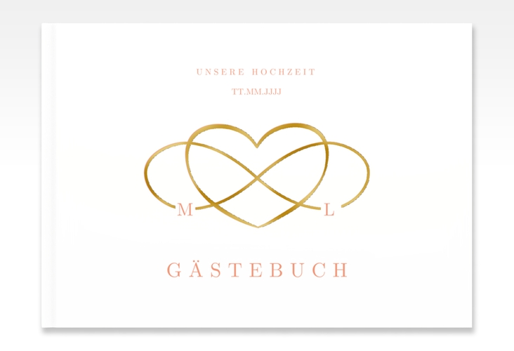 Gästebuch A4 quer Infinity A4 quer, Hardcover apricot gold