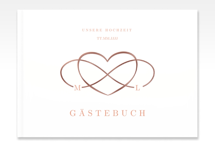 Gästebuch A4 quer Infinity A4 quer, Hardcover apricot rosegold